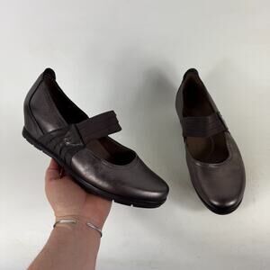 Earthies Zeeland Mary Jane Flats Womens 8 Bronze Leather Almond Toe Shoes